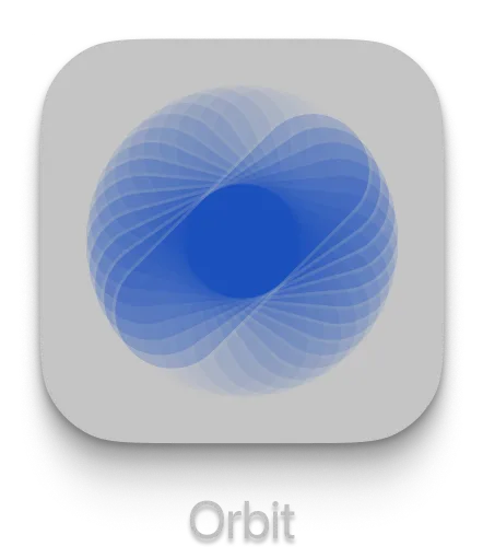 An icon representing the 'Orbit' app, featuring a stylized blue and white design.